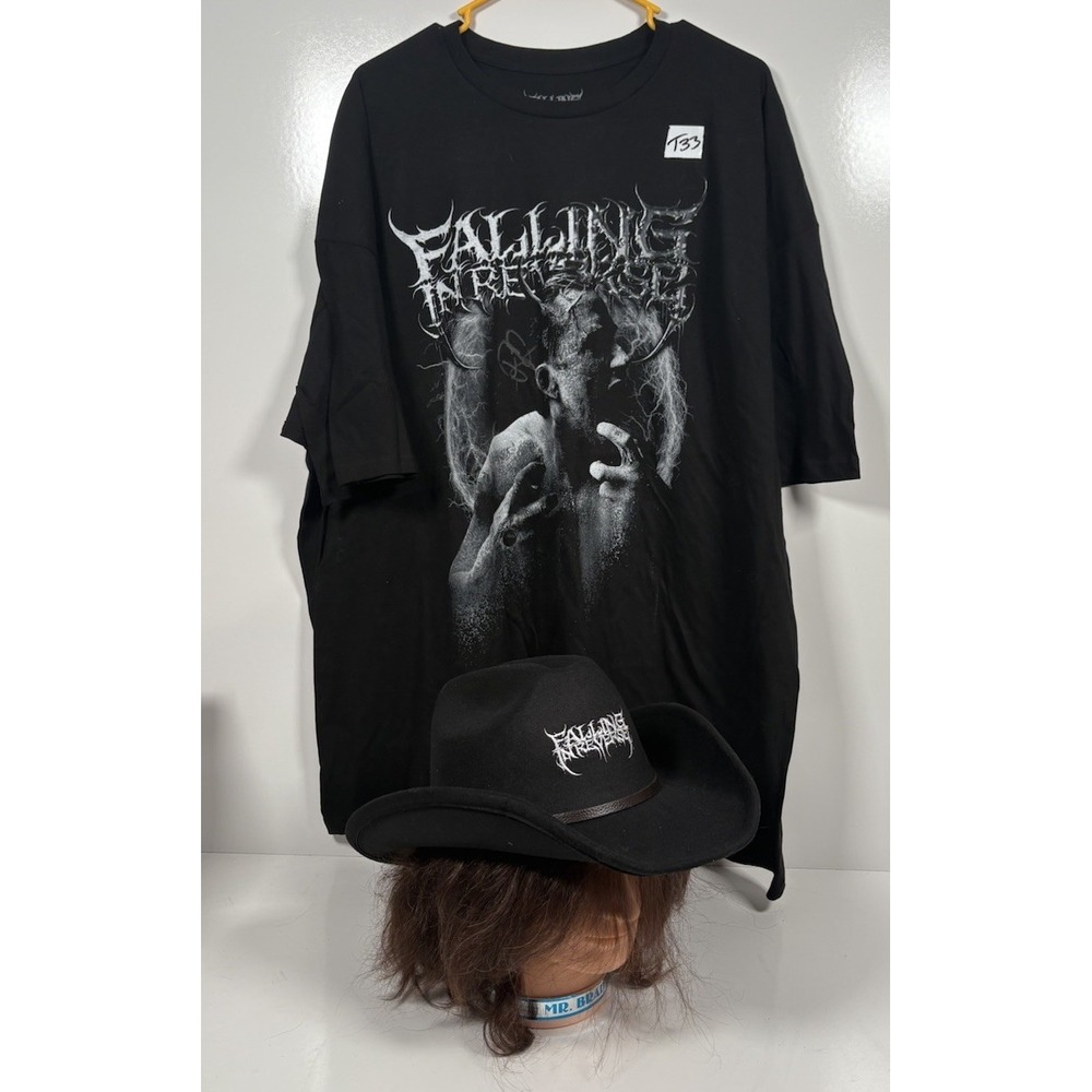RONNIE RADKE Falling in Reverse Signed Merch Lot: Cowboy Hat & Shirt Autographed